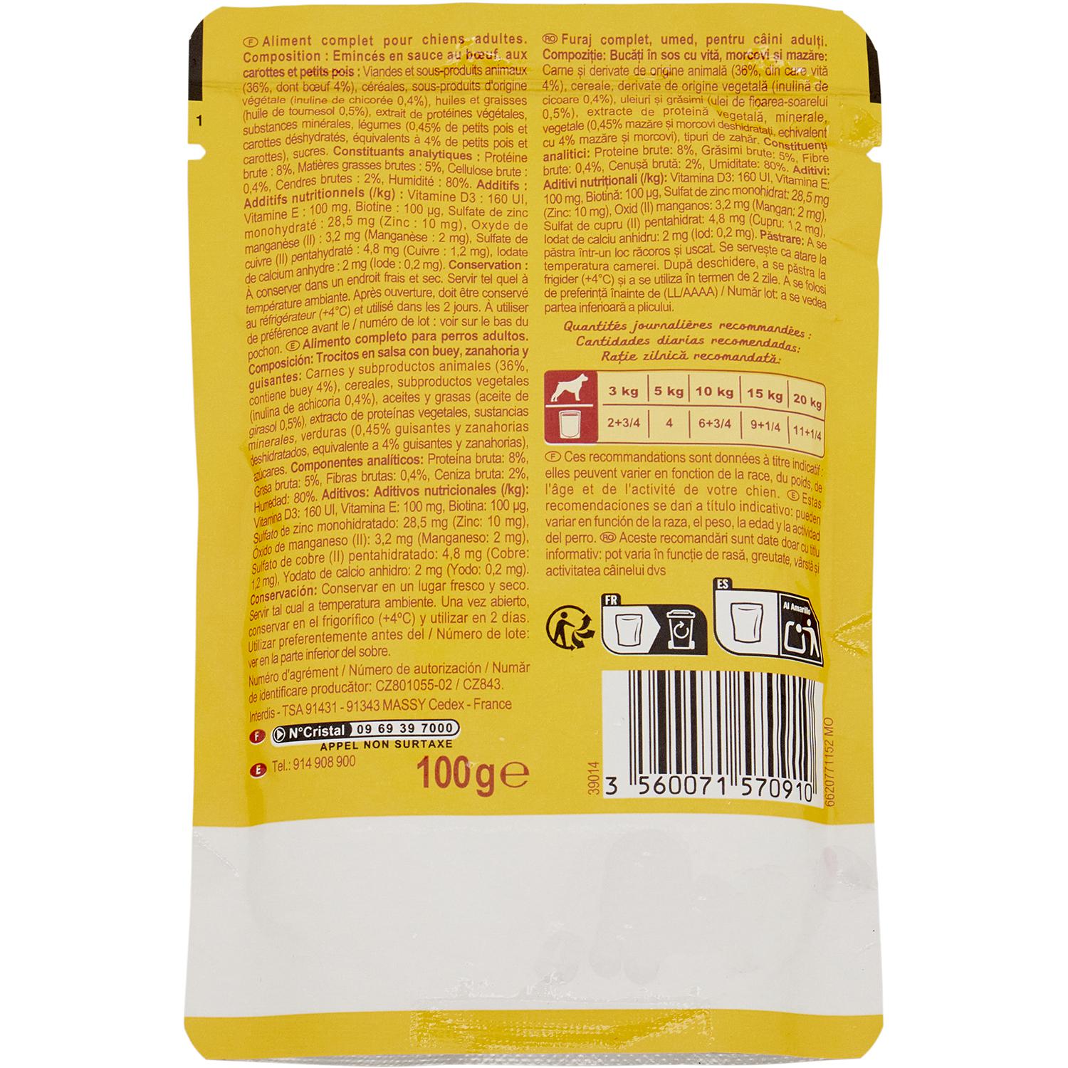 Comida húmeda en salsa para perro Vitalive Carrefour Companino 100 g.