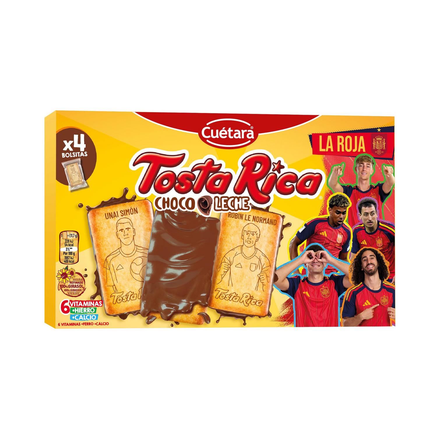 Galletas semi bañadas en chocolate con leche Tosta Rica 140 g.