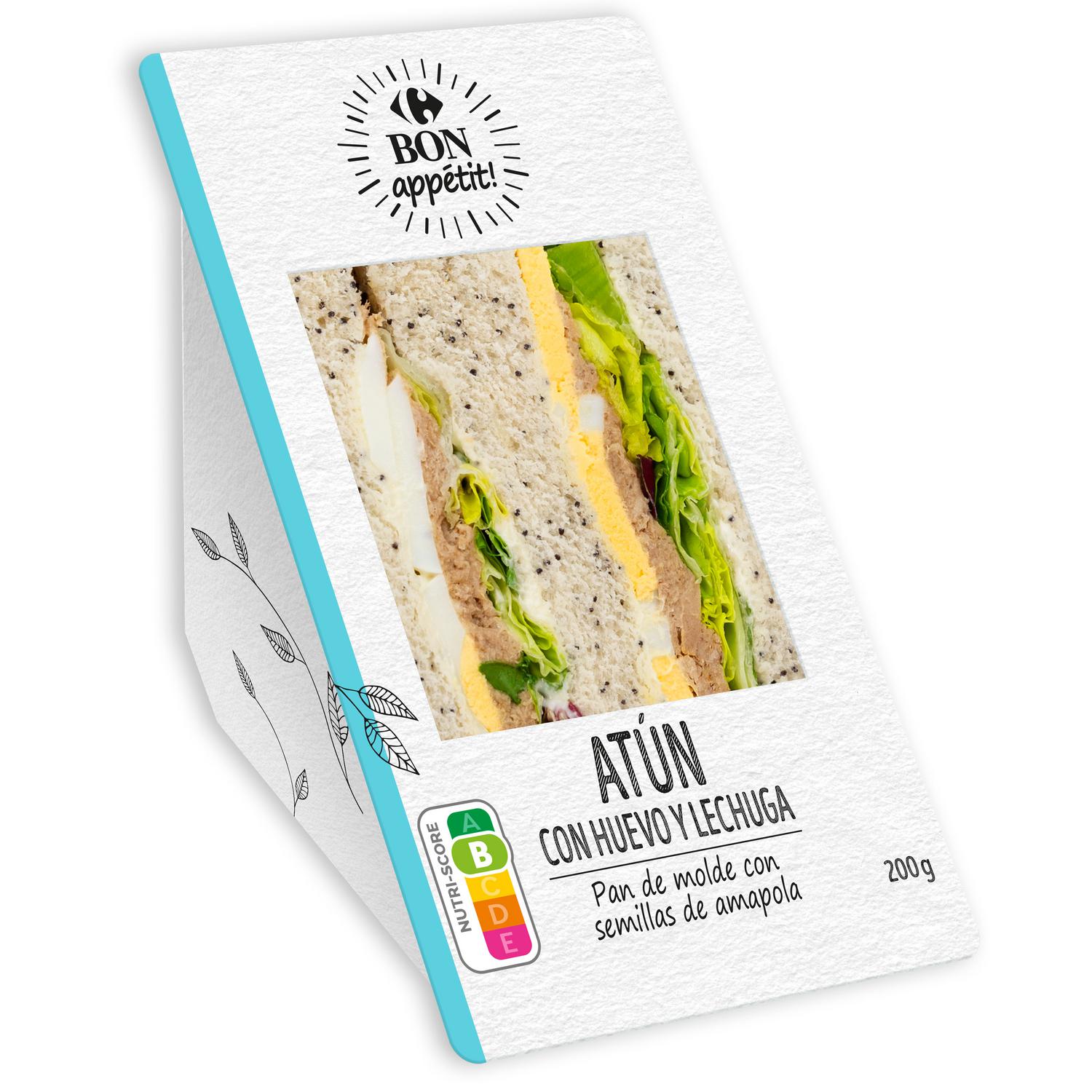 Sándwich de atún con huevo y lechuga Carrefour 200 g.