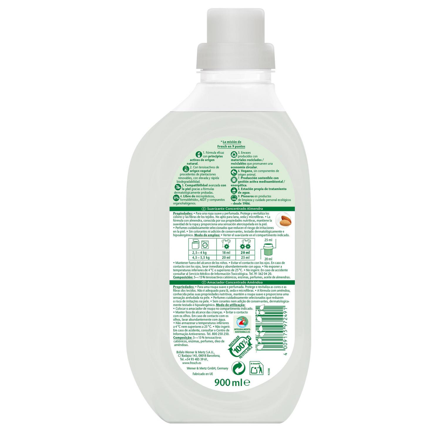 Suavizante concentrado almendras ecológico Frosch 45 lavados.