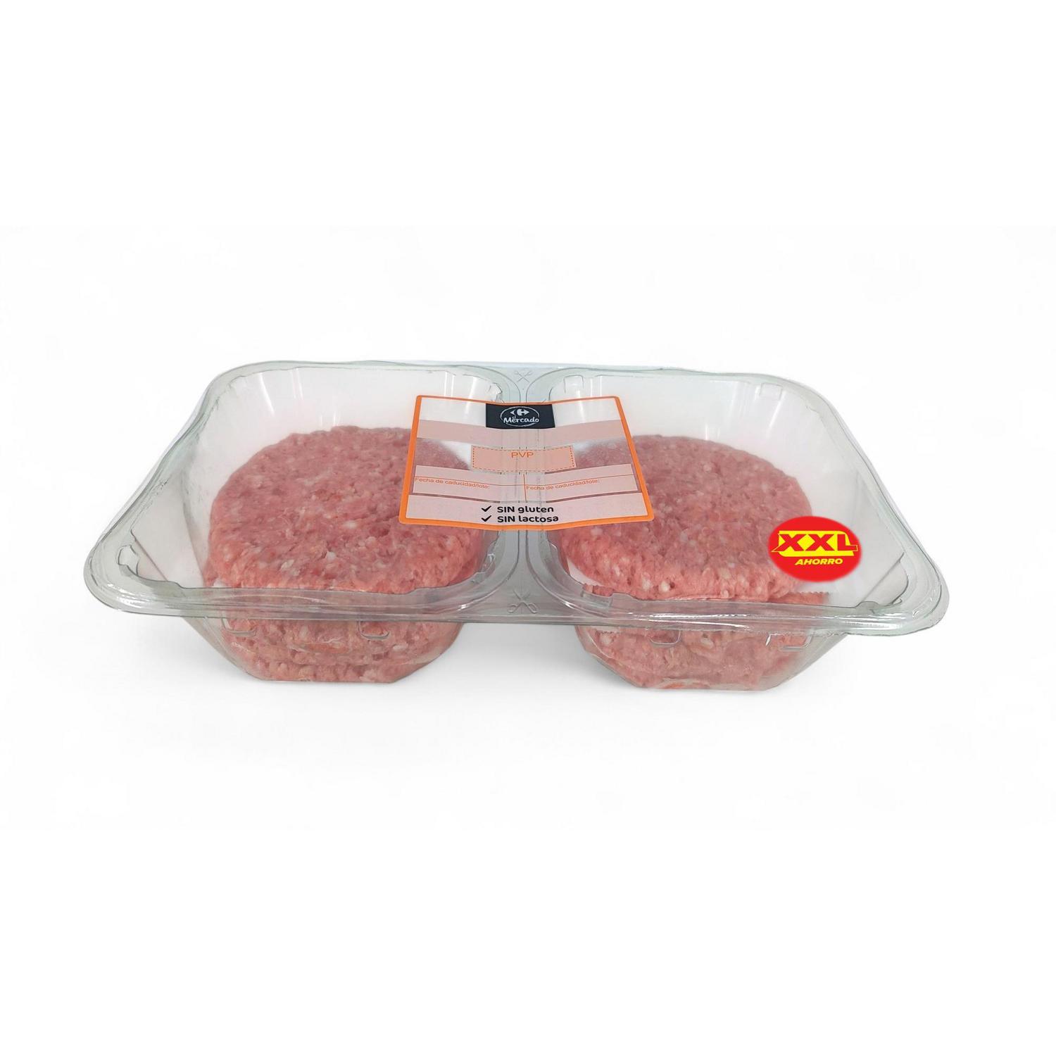 Burger meat mixta XXL El Mercado sin gluten y sin lactosa pack de 8 unidades de 90 g