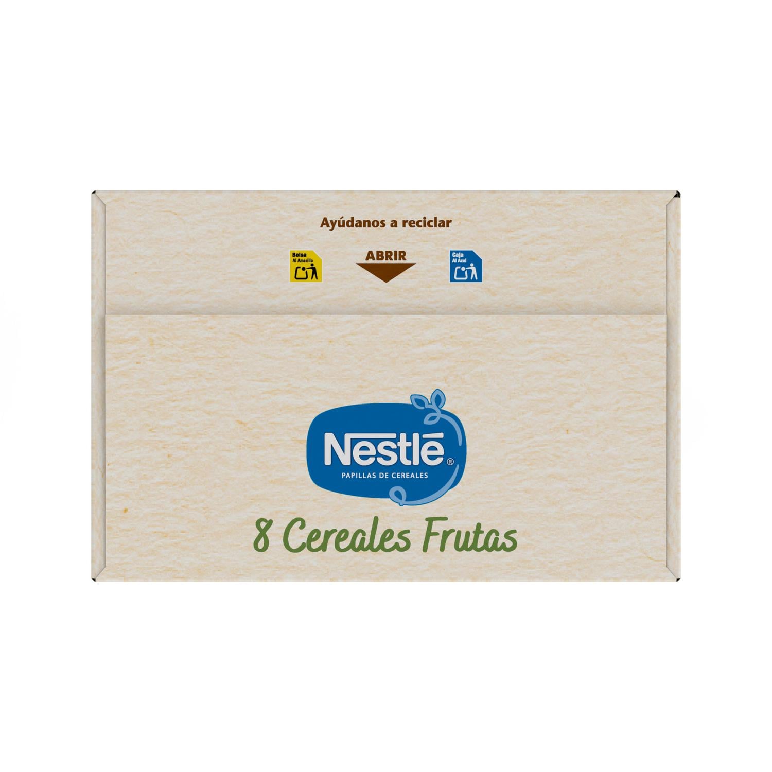 Papilla infantil desde 6 meses Nestlé 8 cereales con fruta sin azúcar añadido 330 g.