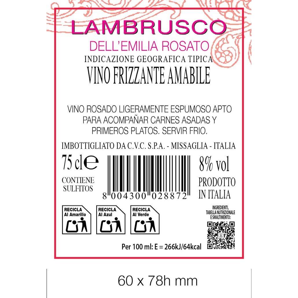 Vino lambrusco rosato La Marchesina 75 cl.