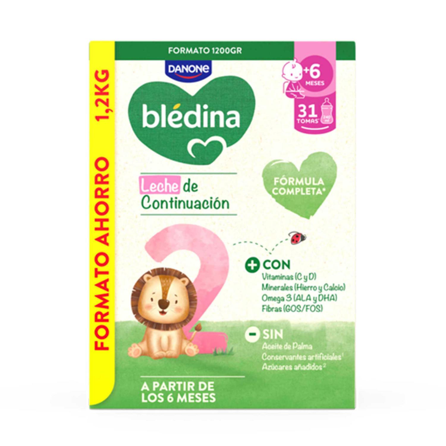 Leche infantil de continuación desde 6 meses en polvo Blédina pack de 2 latas de 600 g.