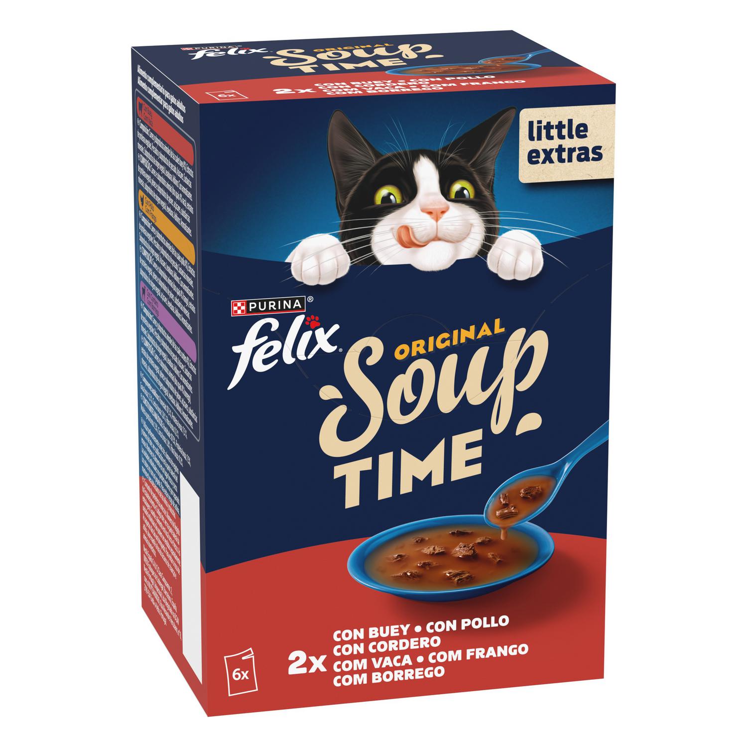 Sopa líquida selección carnes para gato Soup Time Purina Felix 6x48 g
