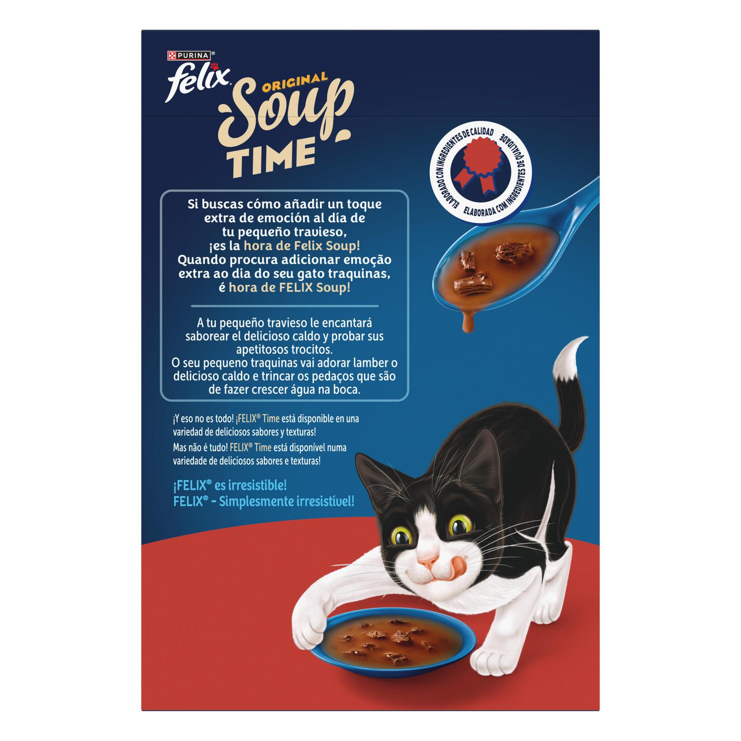 Sopa líquida selección carnes para gato Soup Time Purina Felix 6x48 g