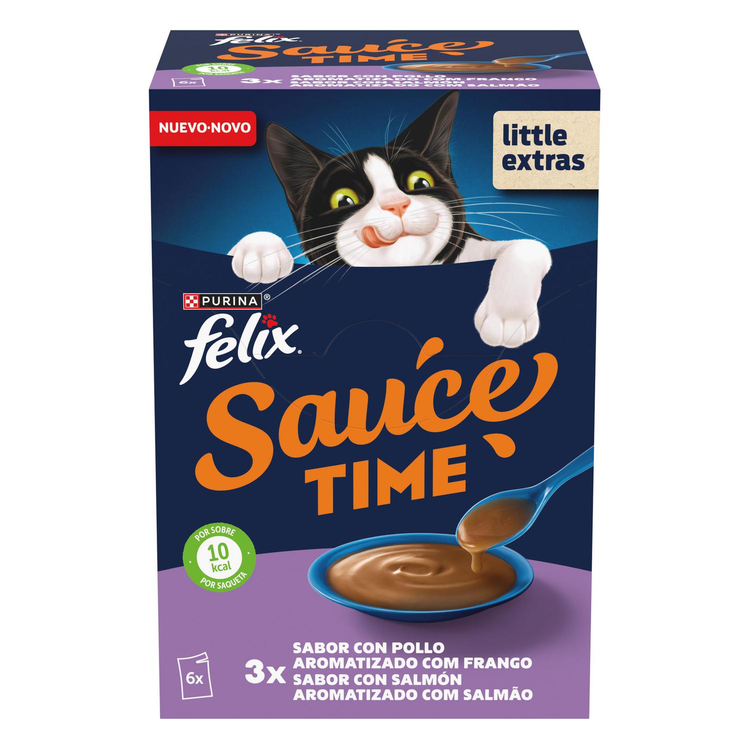 Sopa líquida sabor pollo y salmón para gato Soup Time Purina Felix 6x40 g