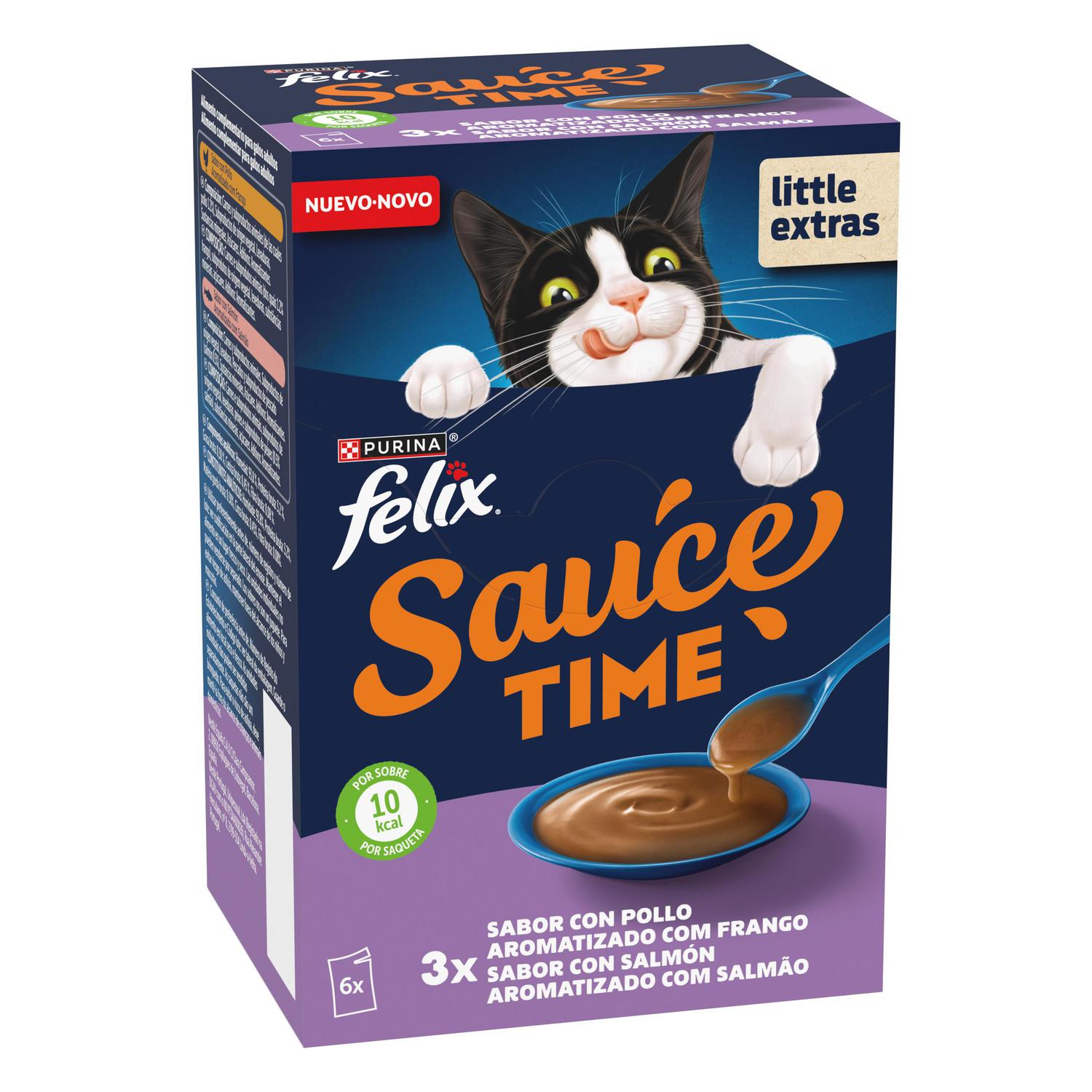 Sopa líquida sabor pollo y salmón para gato Soup Time Purina Felix 6x40 g