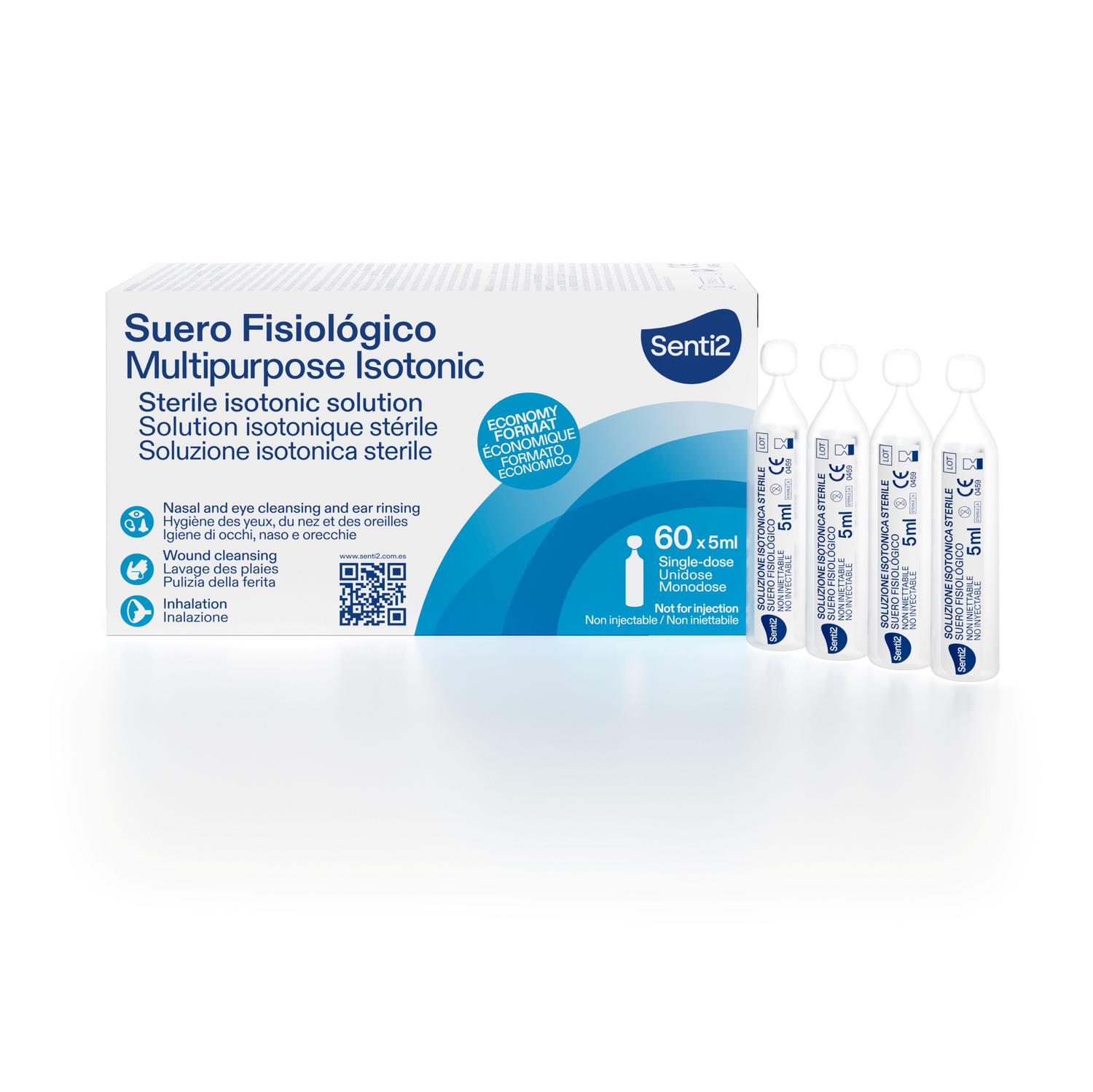 Suero fisiológico pack de 2 unidades 30 monodosis de 5 ml.