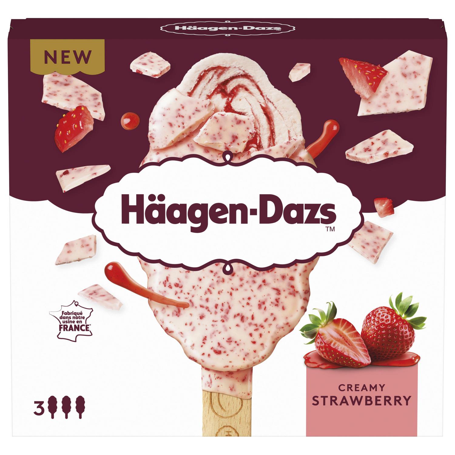 Helado bombón Creamy Strawberry Häagen-Dazs sin gluten 3 ud.