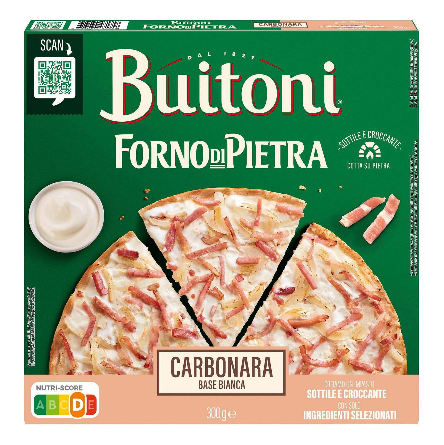 Pizza carbonara fina y crujiente Forno di Pietra Buitoni 300 g.
