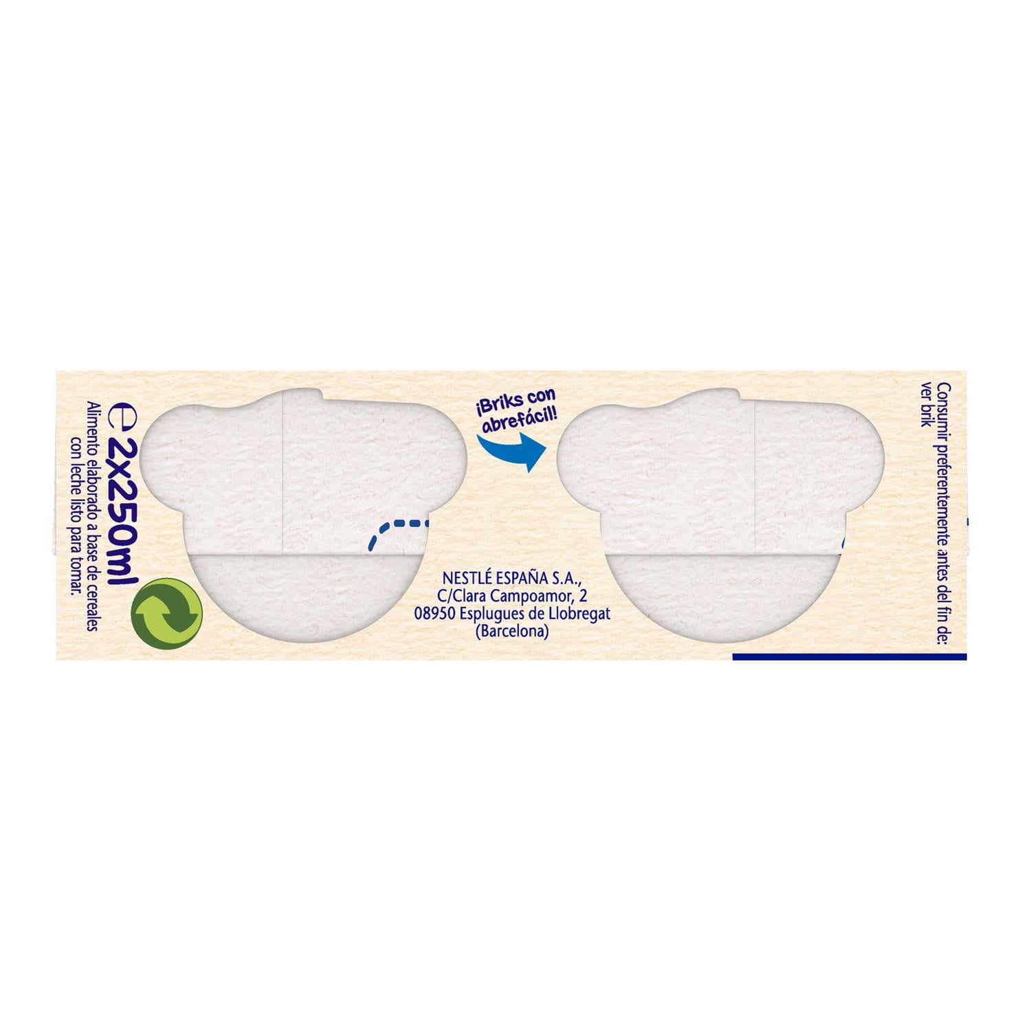 Papilla infantil desde 6 meses galleta maría líquida Nestlé pack de 2 unidades de 250 ml.