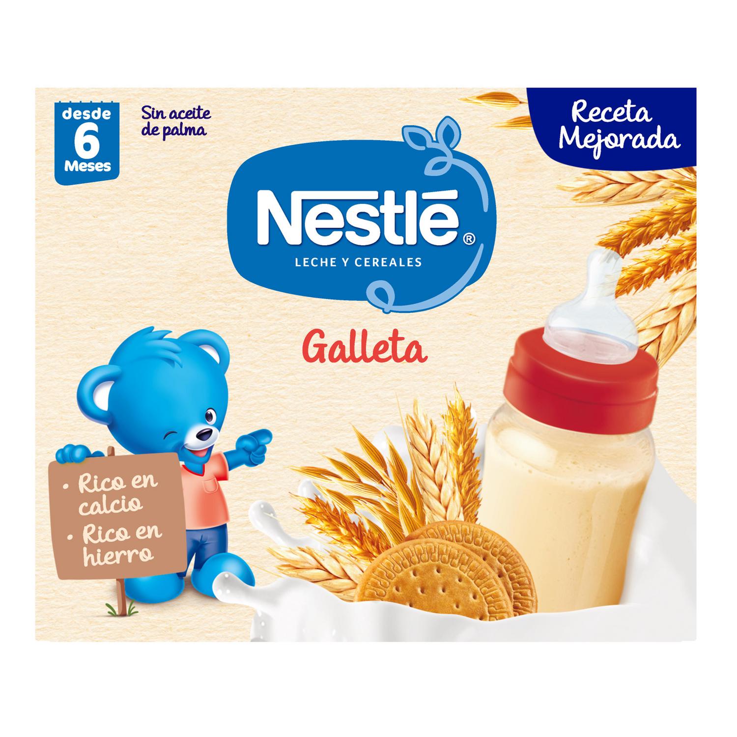 Papilla infantil desde 6 meses galleta maría líquida Nestlé pack de 2 unidades de 250 ml.