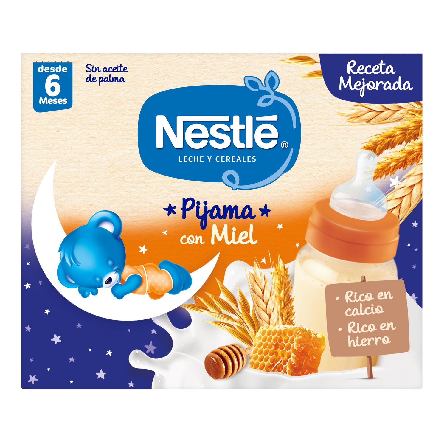 Papilla infantil desde 6 meses con miel Nestlé Pijama pack de 2 unidades de 250 ml.