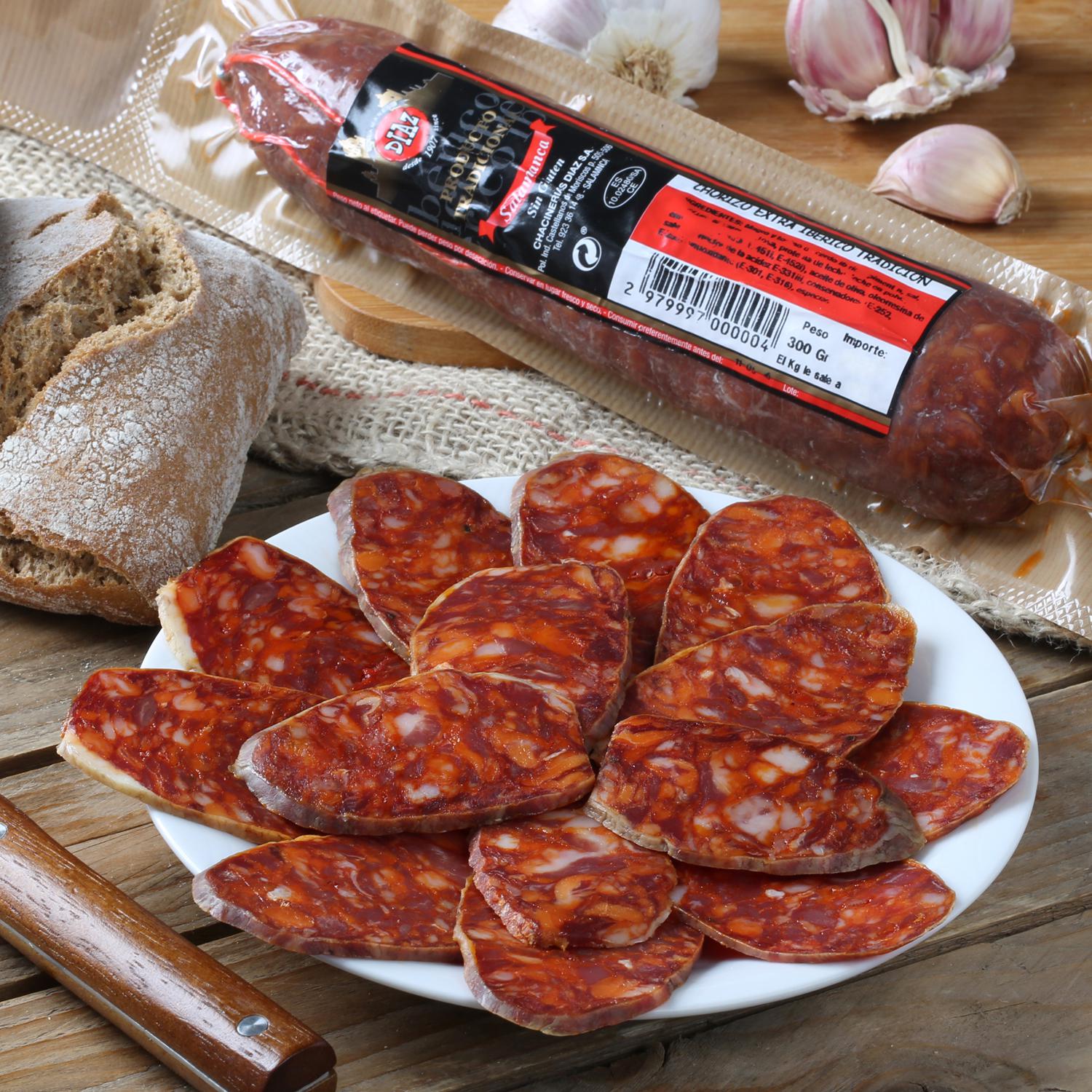 Chorizo ibérico de cebo Embutidos Díaz pieza 1 Kg aprox