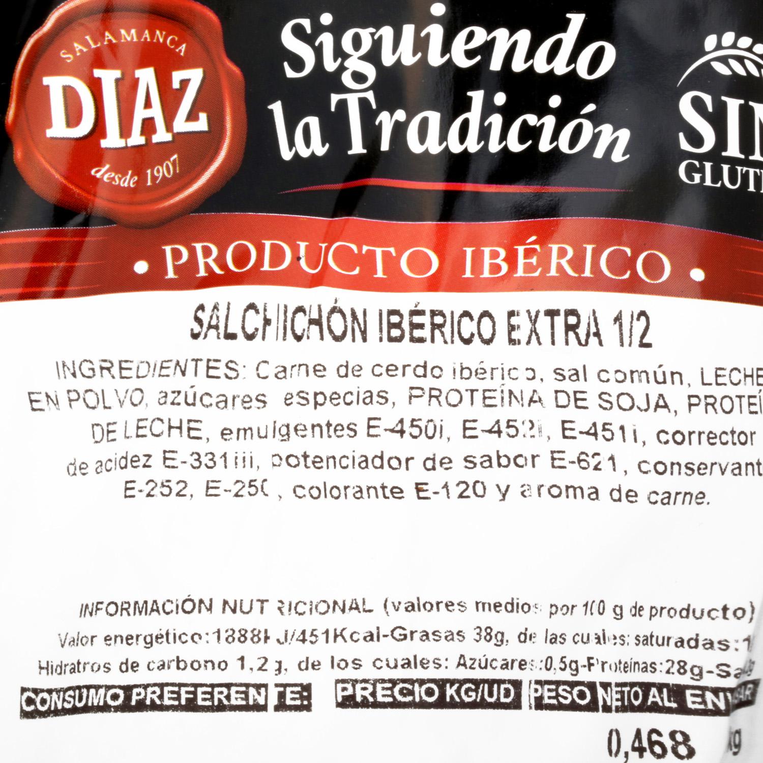 Salchichón ibérico cebo Salamanca pieza Embutidos Díaz 540 g aprox