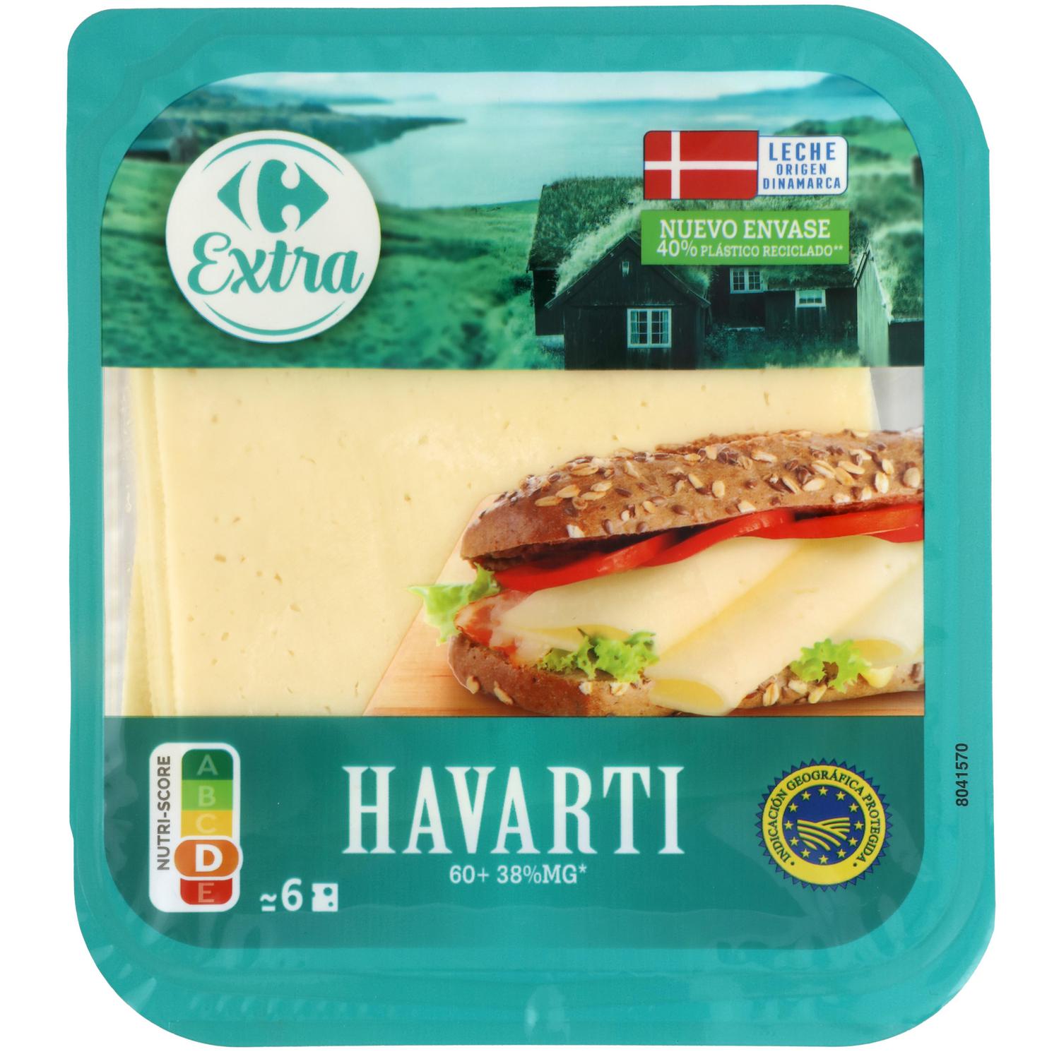 Queso havarti en lonchas Carrefour Extra 200 g.
