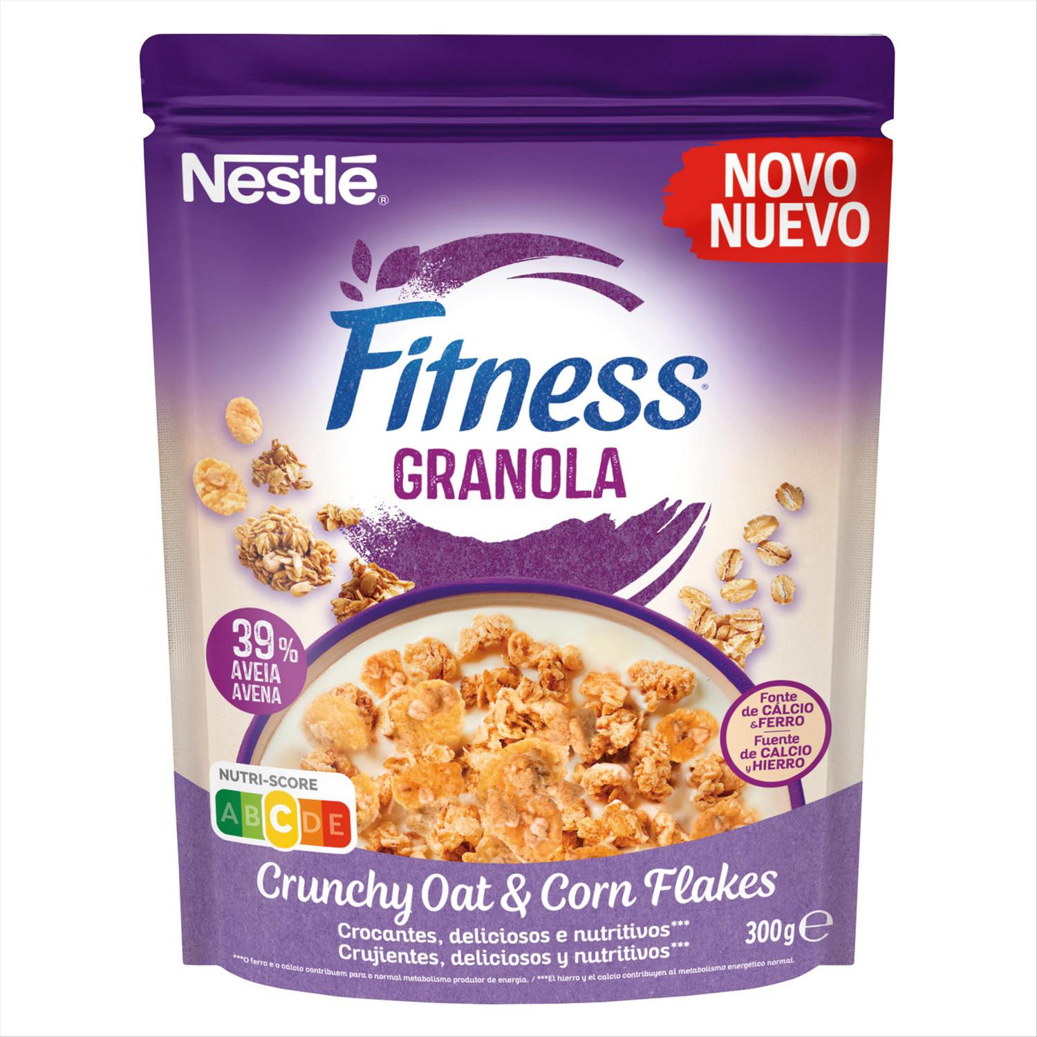 Granola de avena crujiente y corn flakes Nestlé Fitness 300 g.