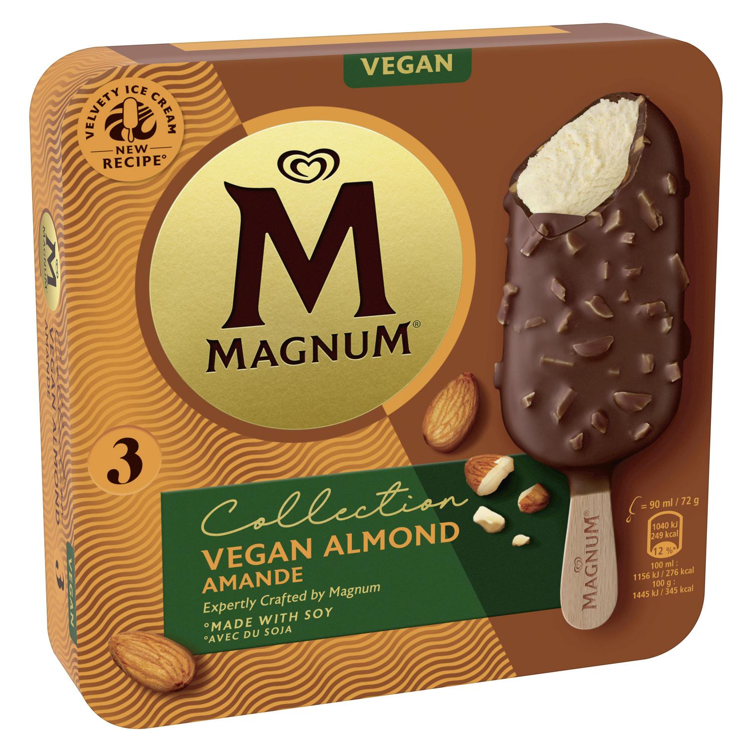 Helado bombón de almendras vegano Magnum sin gluten 3 uds.