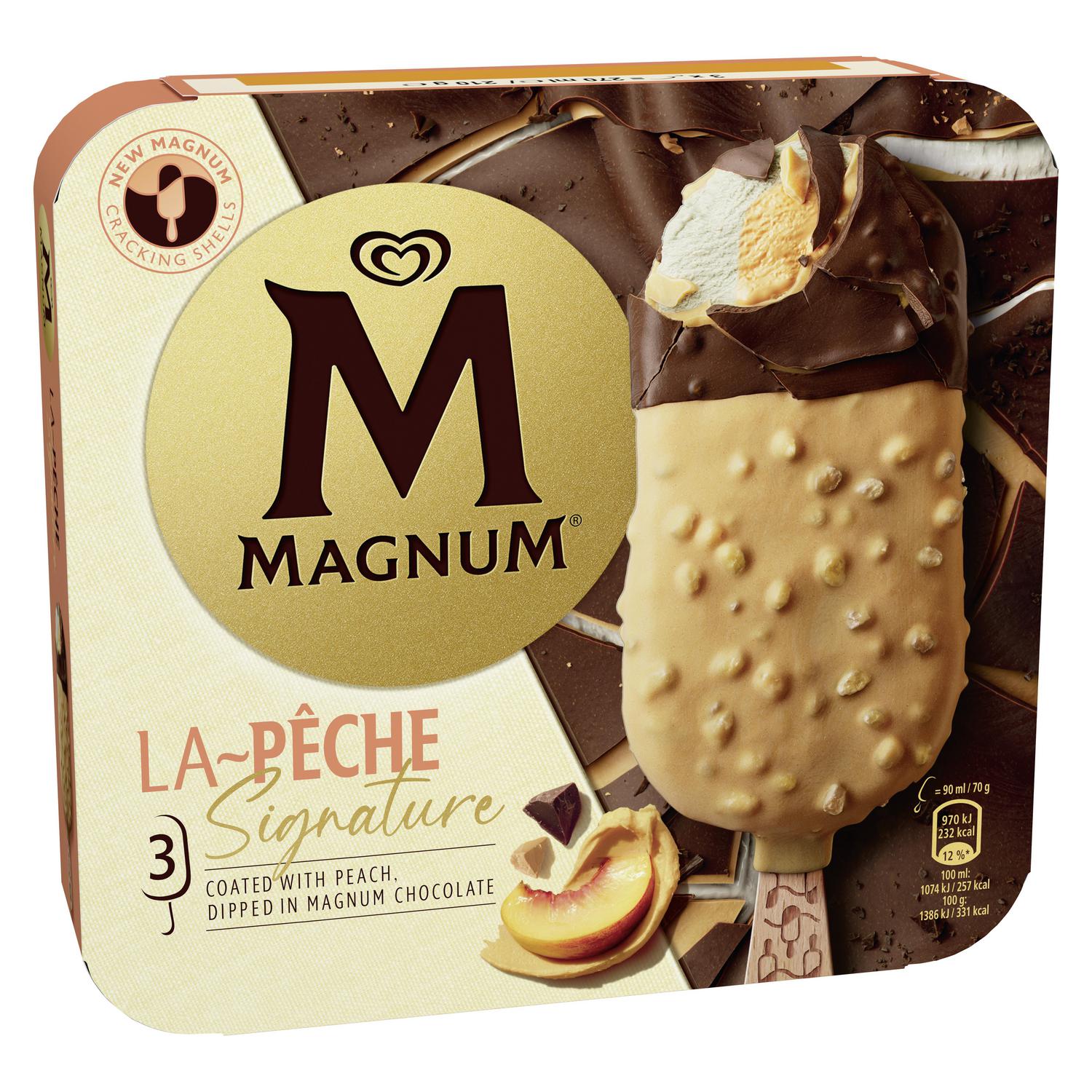 Helado bombón peach signature Magnum 3 uds
