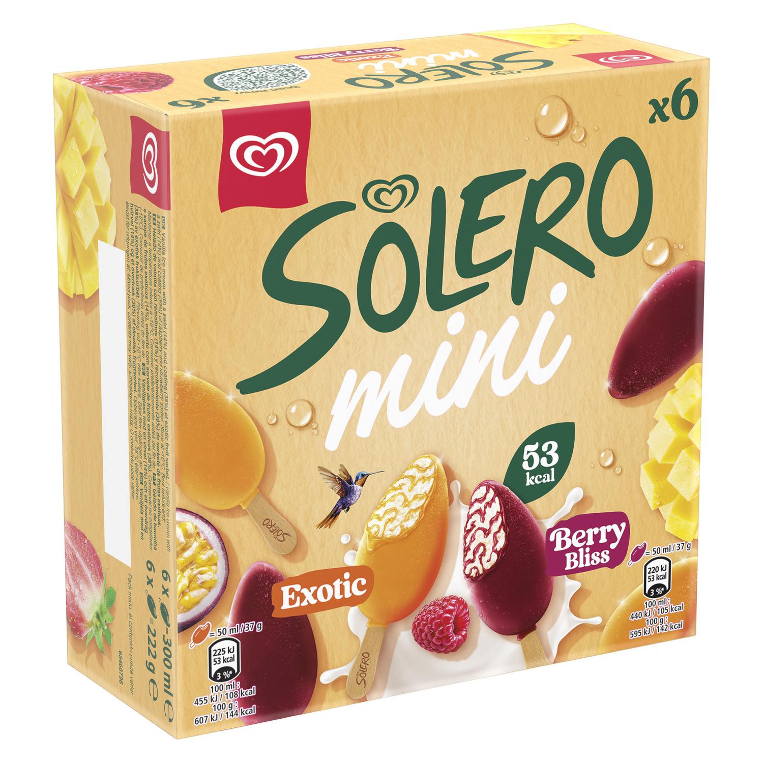Helado Mini Bombón Exotic & Berries Solero Solero Frigo sin gluten 6 ud.