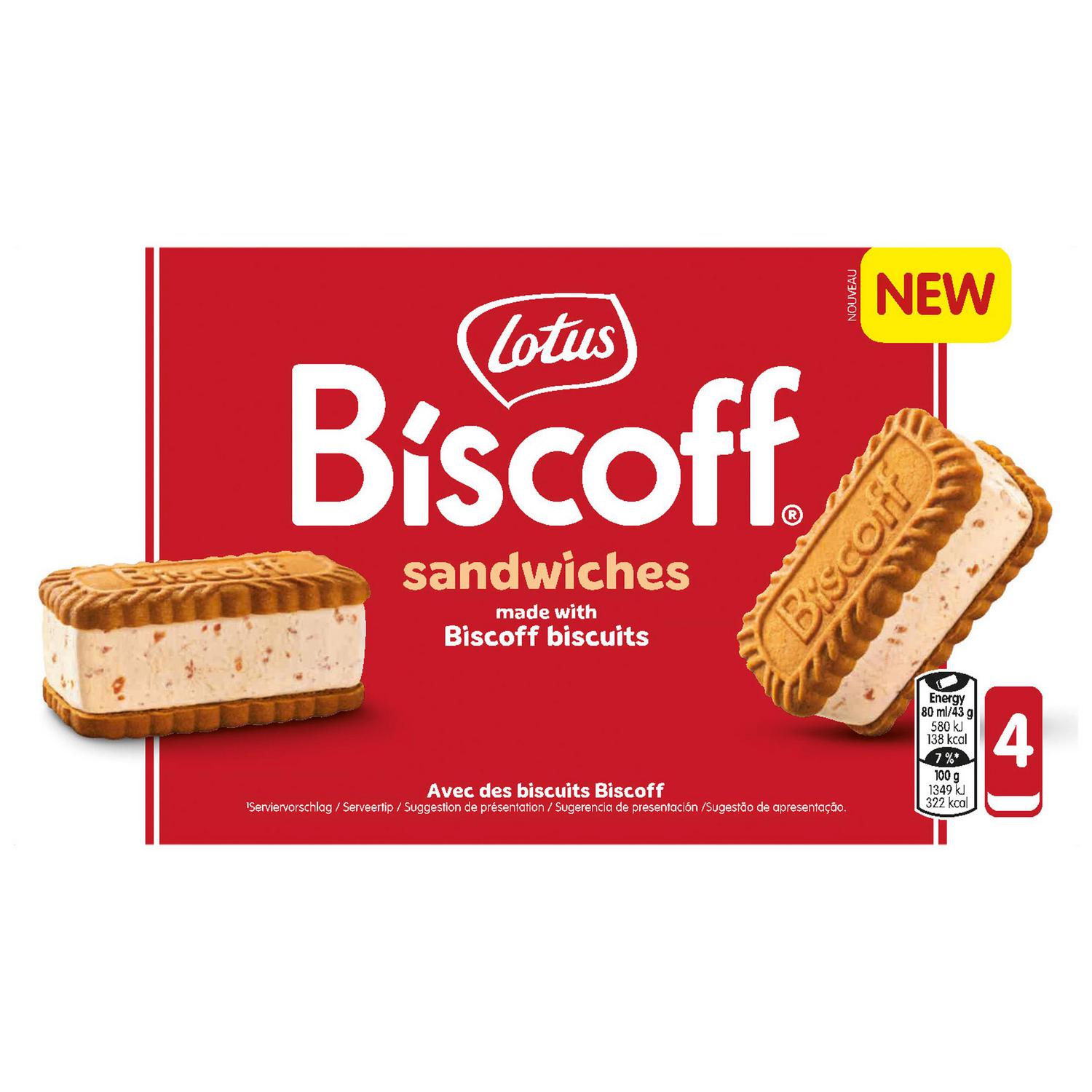 Helado sandwich Biscoff Lotus 4 ud.