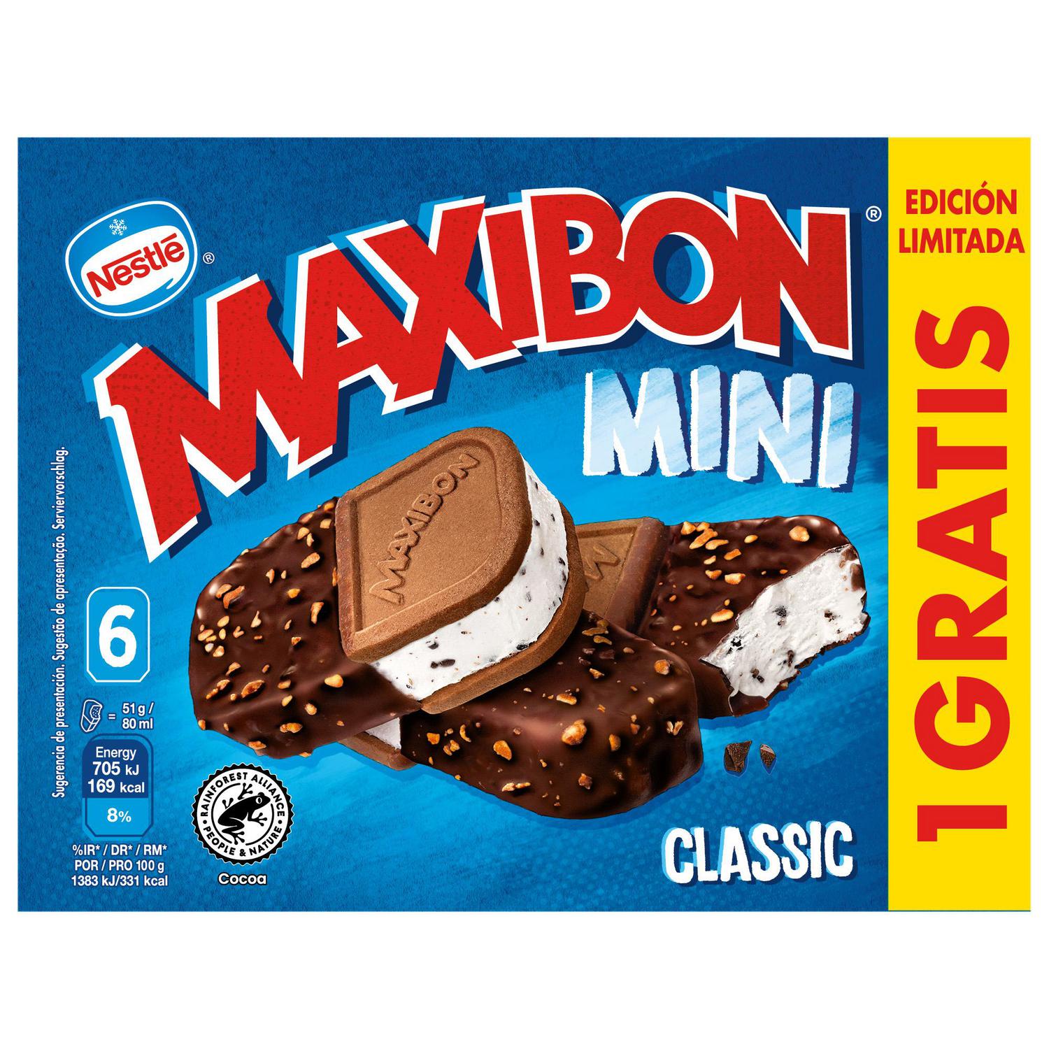 Helado mini sandwich de nata classic Maxibon 5 ud.