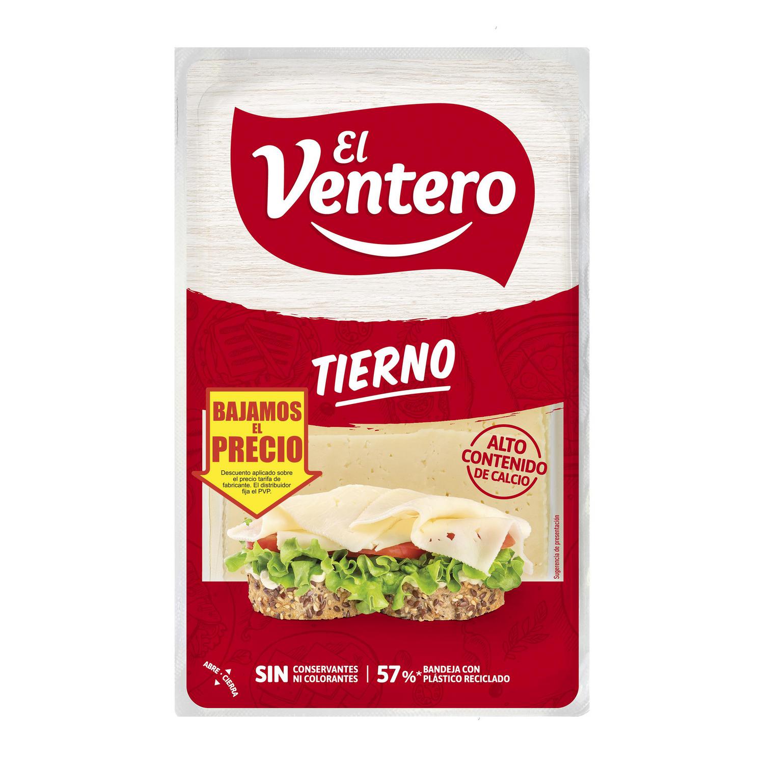 Queso de mezcla en lonchas tierno El Ventero 180 g.