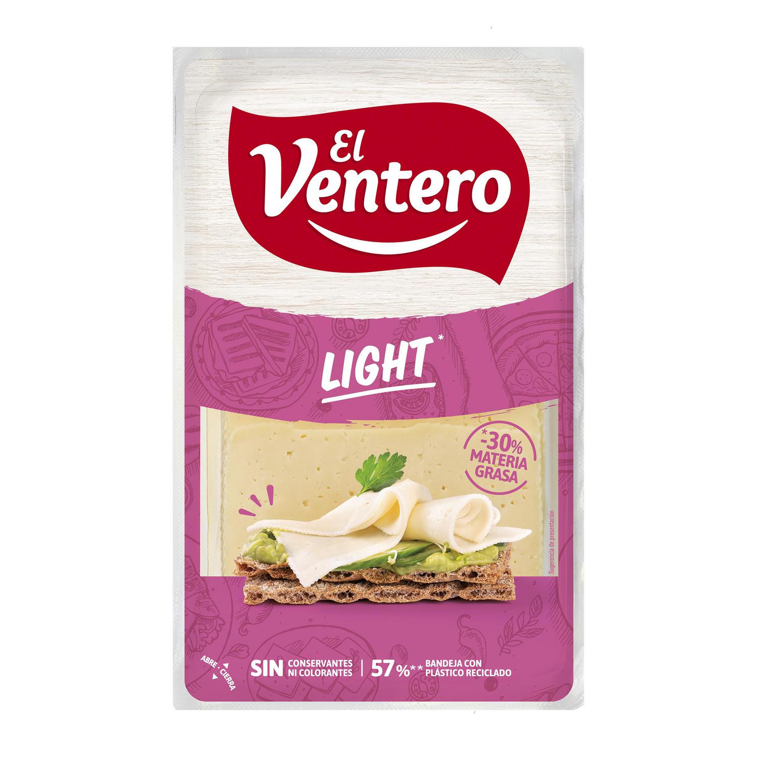 Queso de mezcla en lonchas tierno El Ventero light 180 g.
