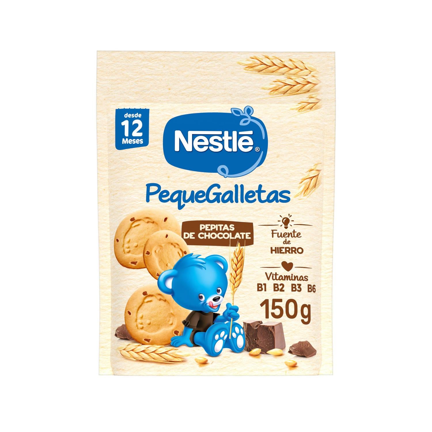 Galletas con pepitas de chocolate desde 12 meses PequeGalletas Nestlé 150 g.