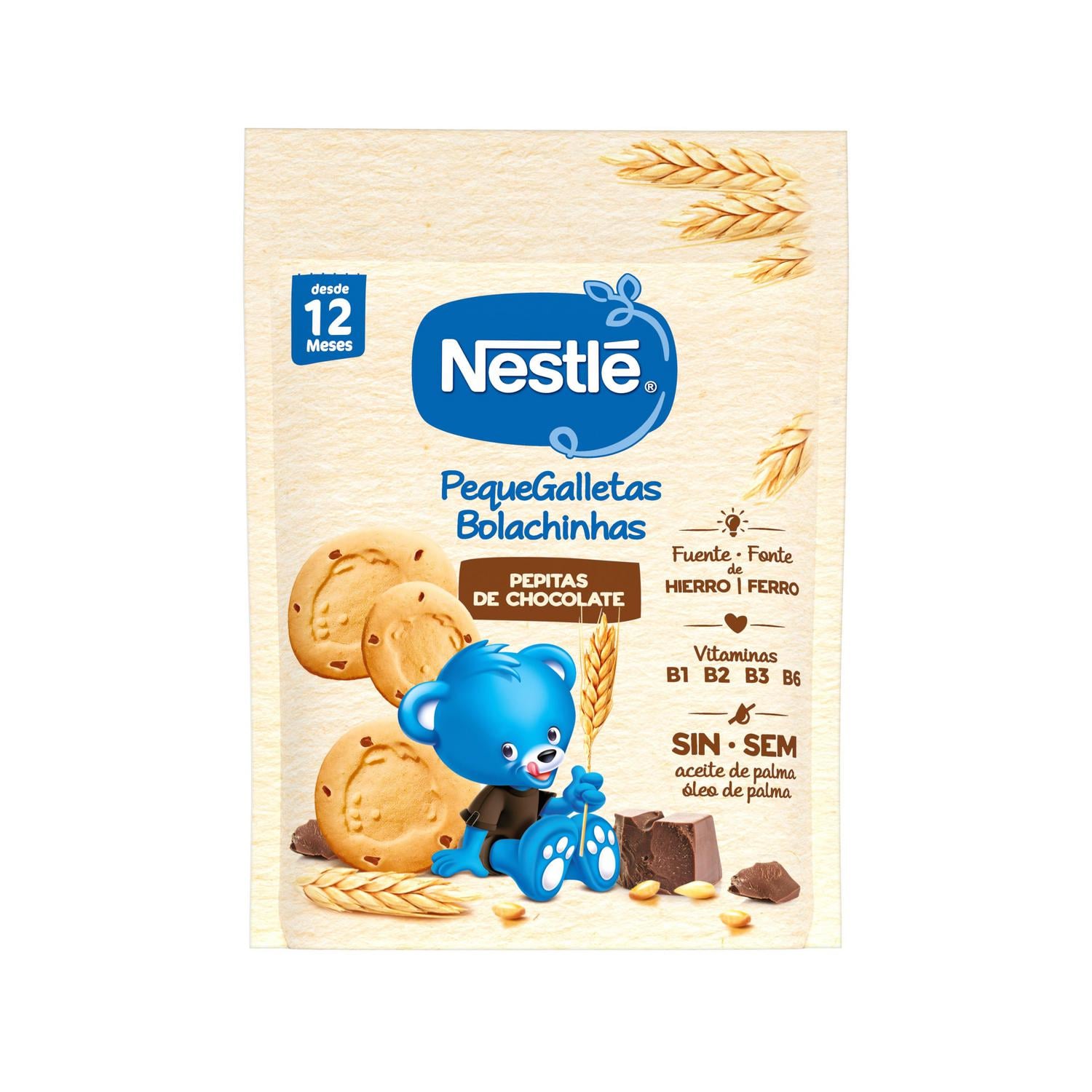 Galletas con pepitas de chocolate desde 12 meses PequeGalletas Nestlé 150 g.