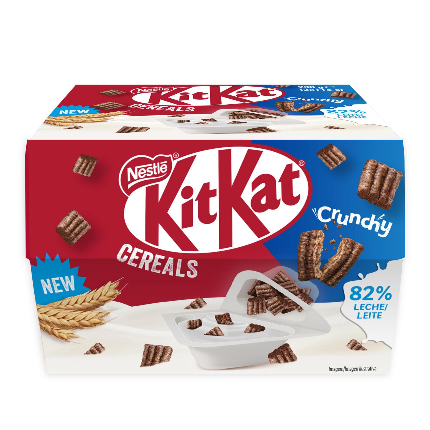 Yogur azucarado y cereales de trigo tostados con cacao Kit Kat pack de 2 unidades de 115 g.