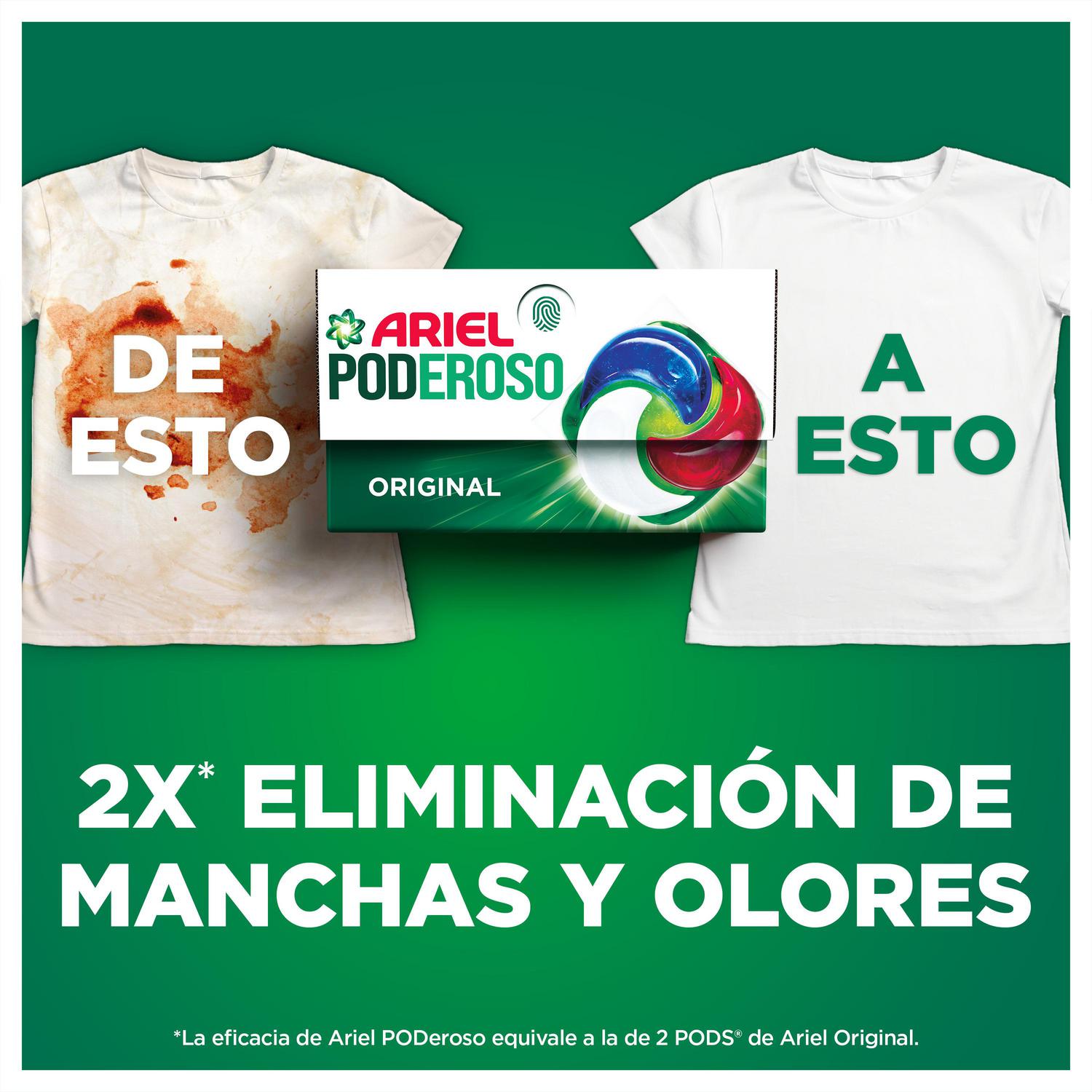Detergente en cápsulas Poderoso Ariel 29 lavados.