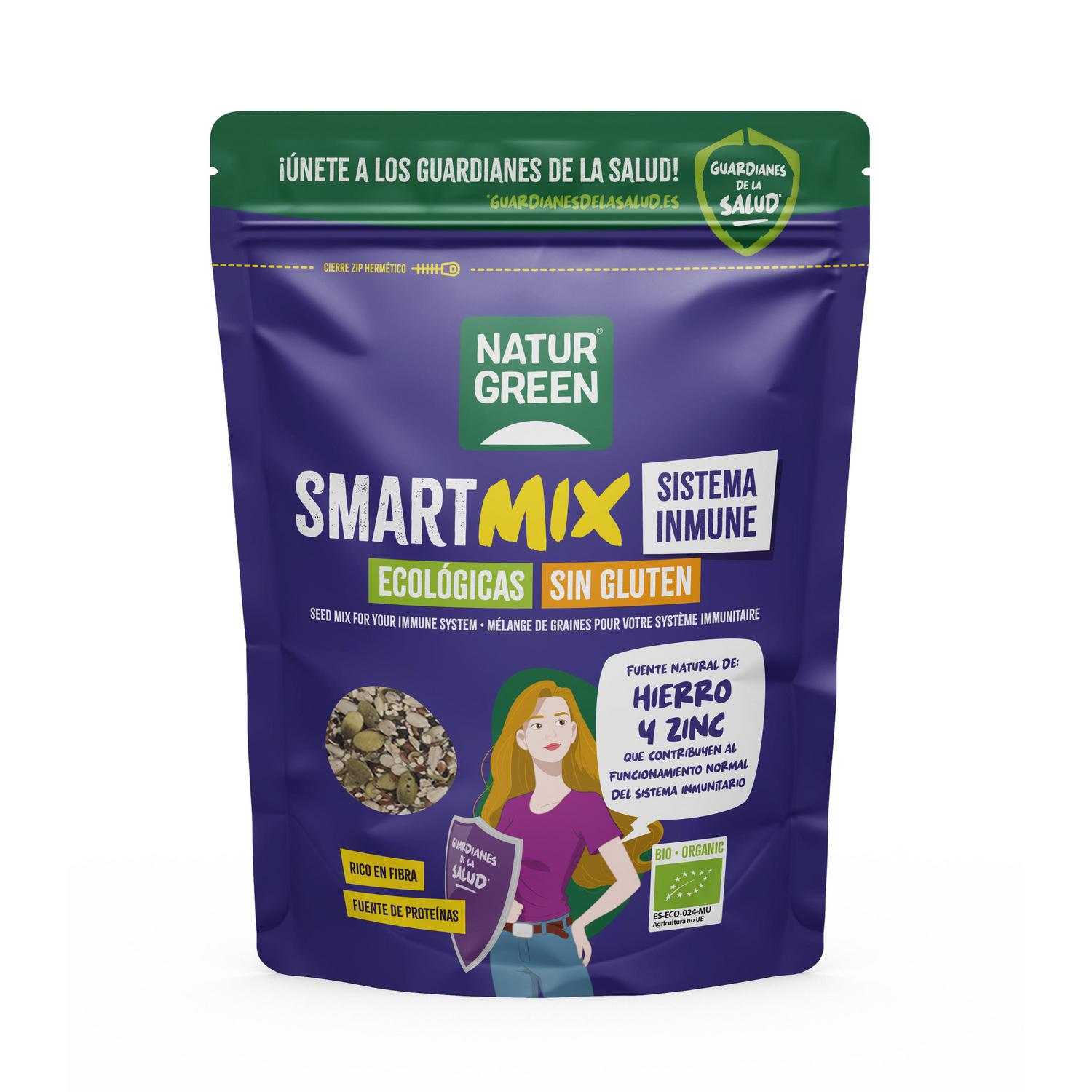Mezcla de semillas ecológicas Smartmix Sistema Inmune Naturgreen sin gluten doy pack 175 g.