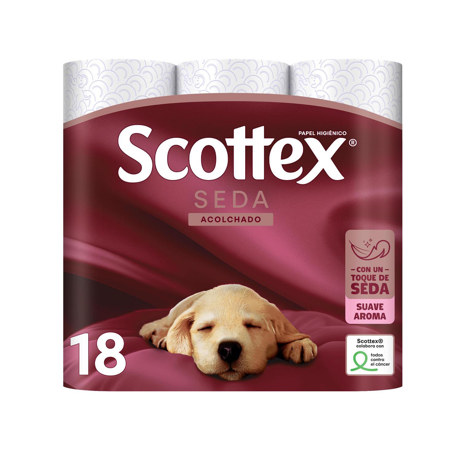 Papel higiénico seda acolchado Scottex 18 rollos.