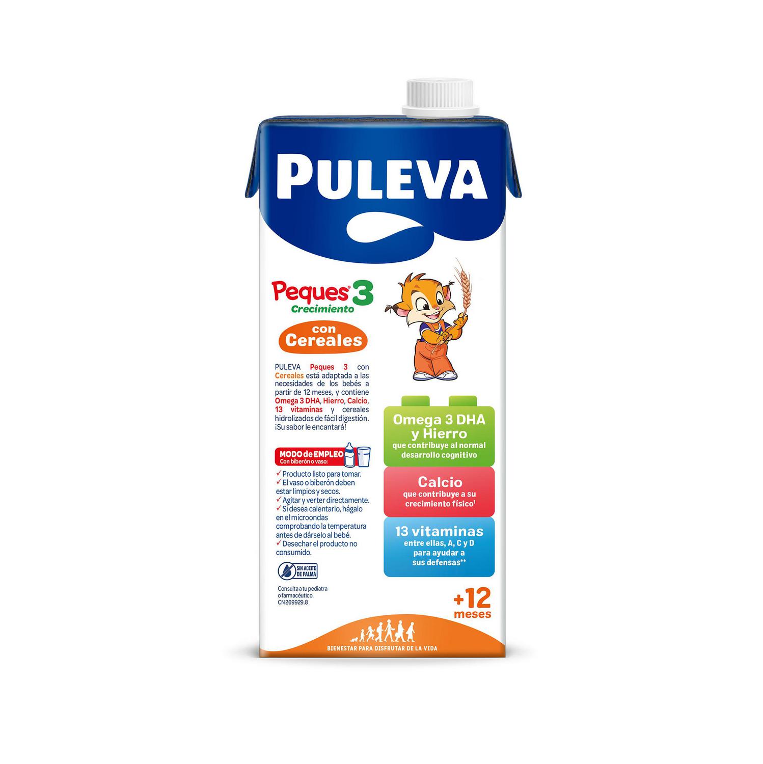 Preparado lácteo infantil de crecimiento con cereales desde 12 meses Puleva Peques 3 brik 1 l.