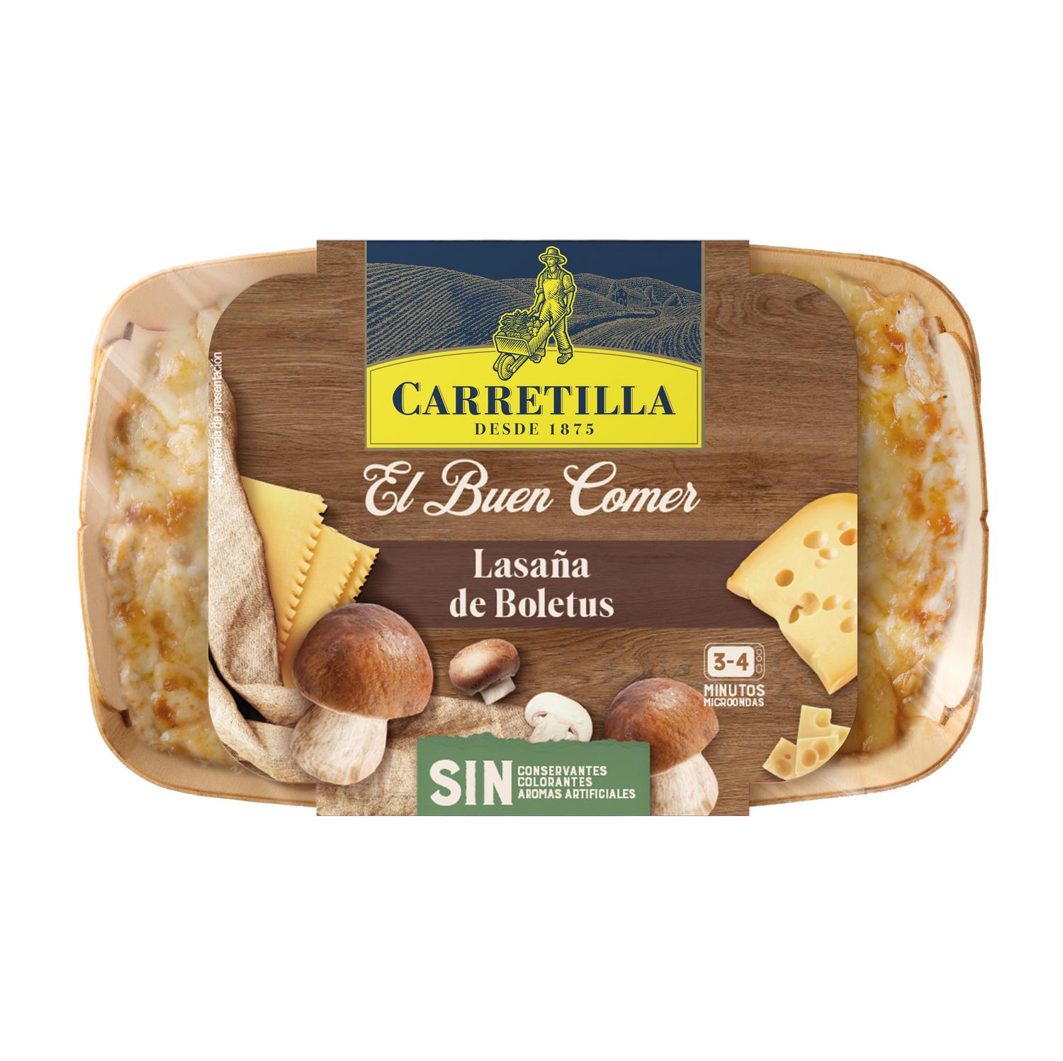 Lasaña de boletus Carretilla 350 g.