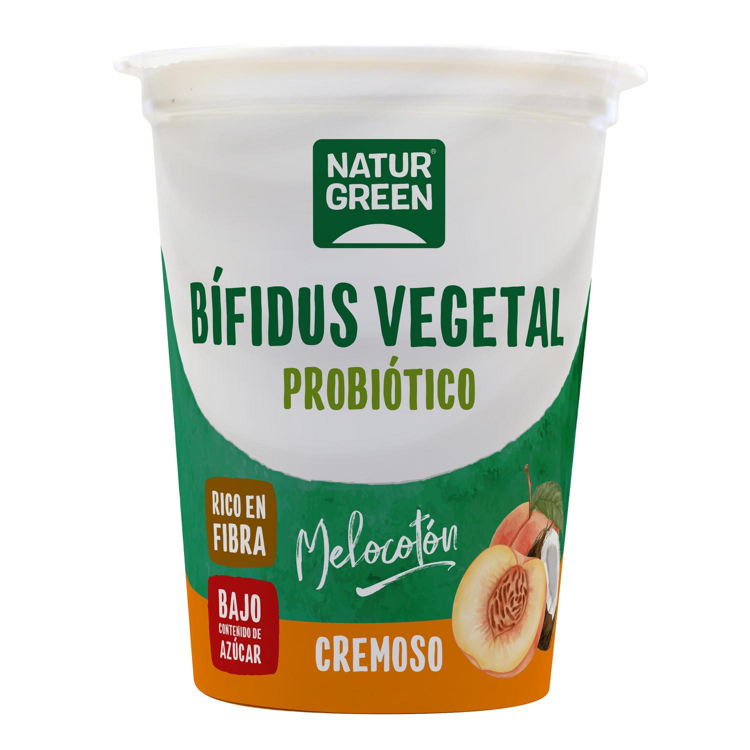 Bífidus vegetal probiótico con melocotón y coco Naturgreen 370 g.