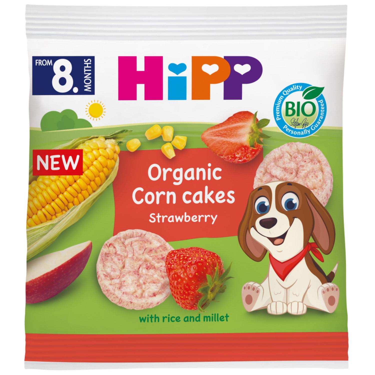 Tortitas de maíz con fresa desde 8 meses ecológico Hipp Biológico sin gluten 23 g.