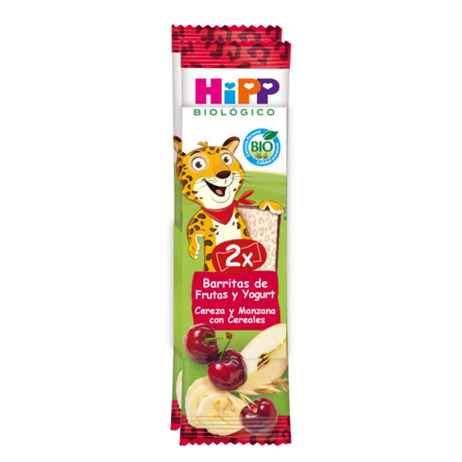 Barrita de fruta y yogur cereza y manzana con cereales ecológico Hipp Biológico 2 ud.
