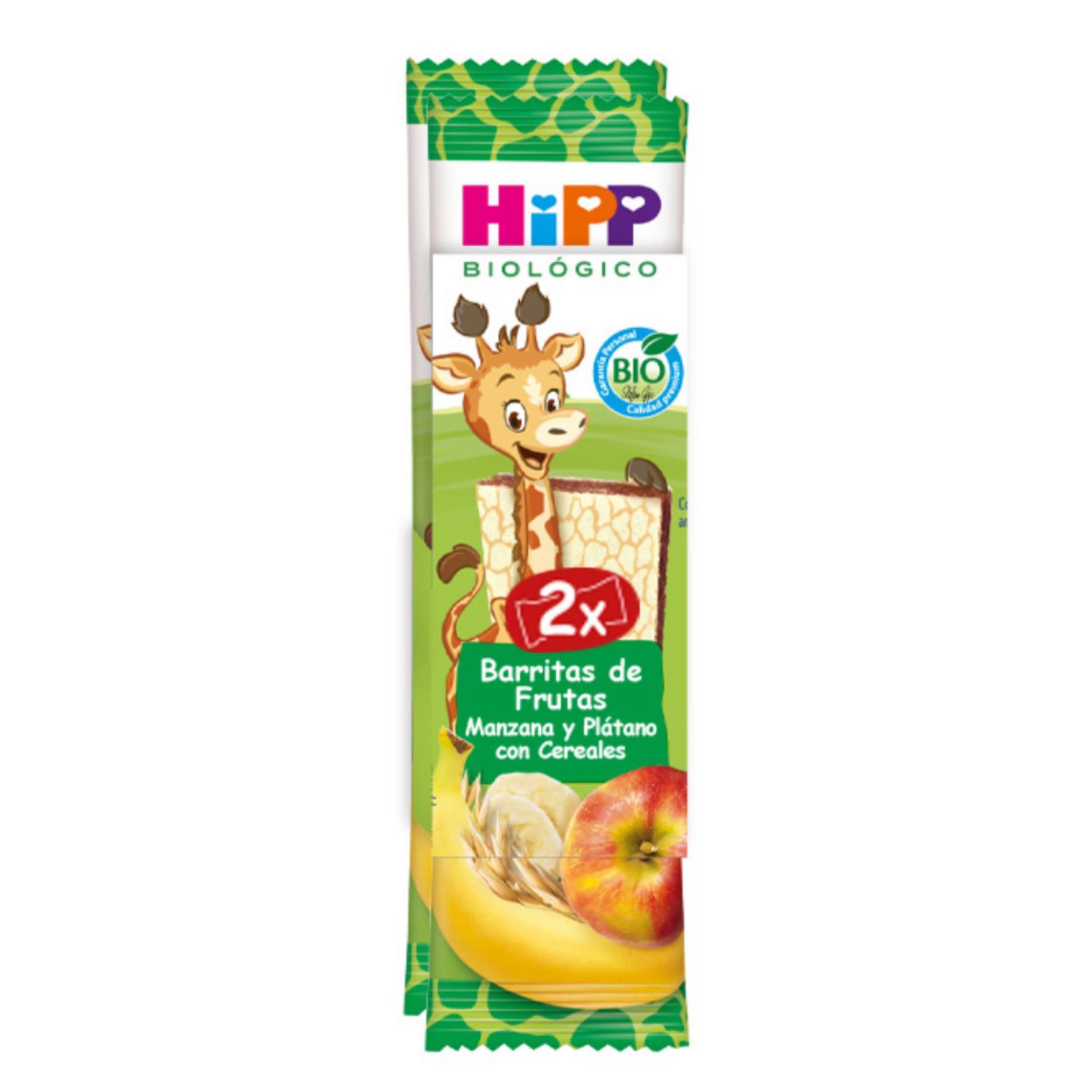 Barrita de fruta manzana y plátano con cereales ecológicas Hipp Biológico pack 2 unidades 46 g.