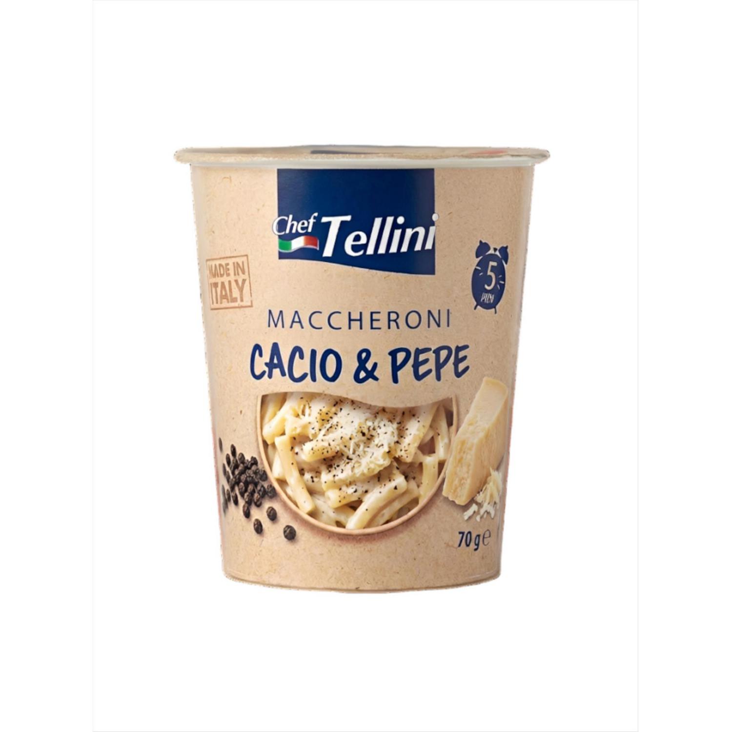 Pasta maccheroni queso y pimienta Chef Tellini 70 g.