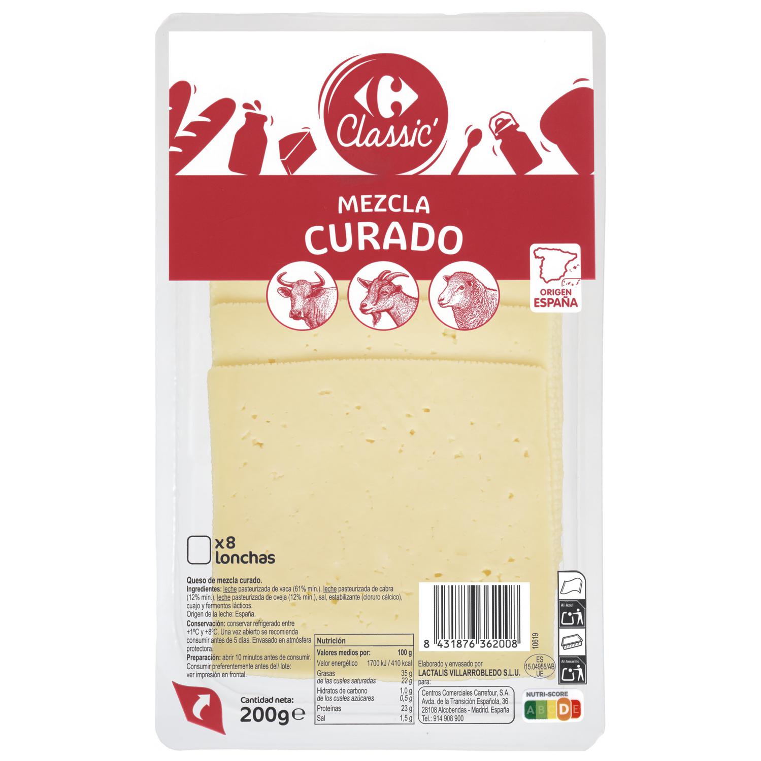 Queso curado mezcla Carrefour Classic 200 g