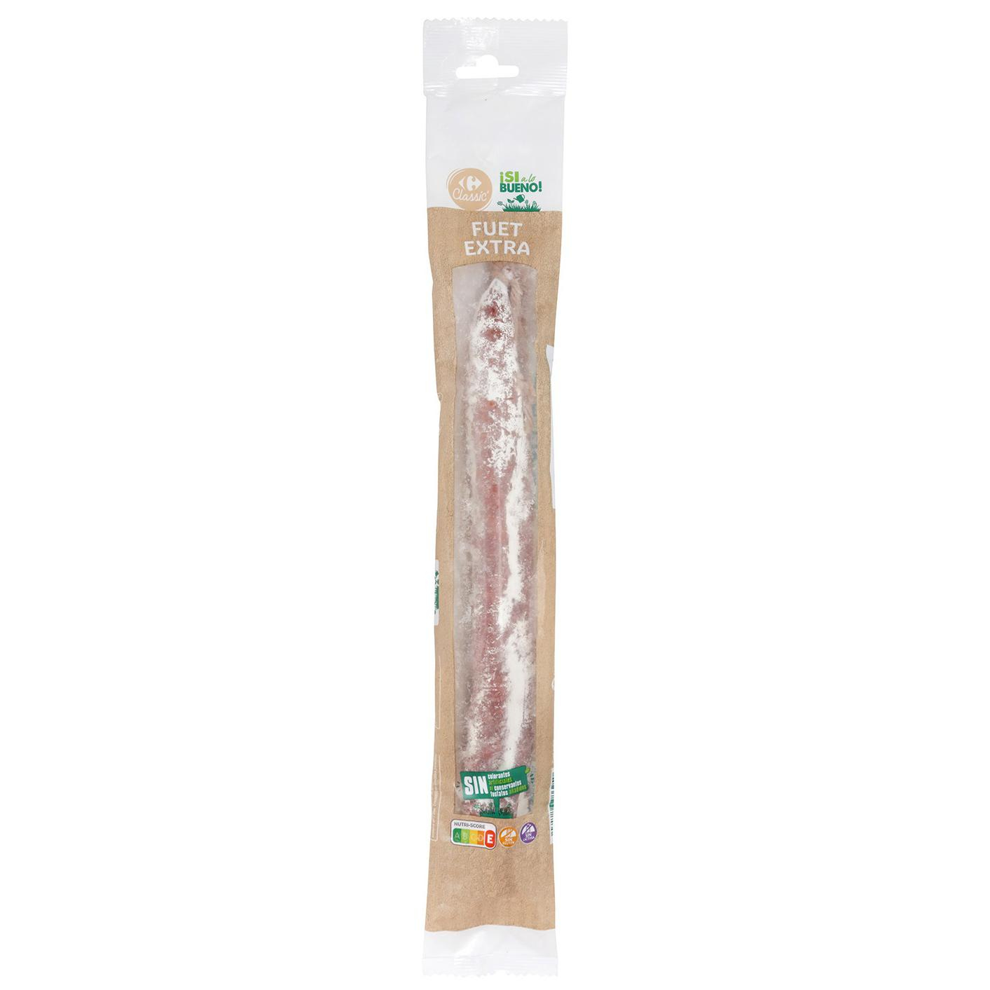 Fuet extra Carrefour Classic' sin gluten sin lactosa 150 g.