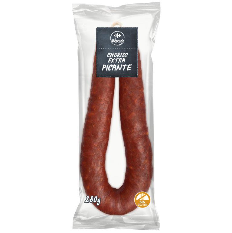 Chorizo extra picante Carrefour sin gluten 280 g.