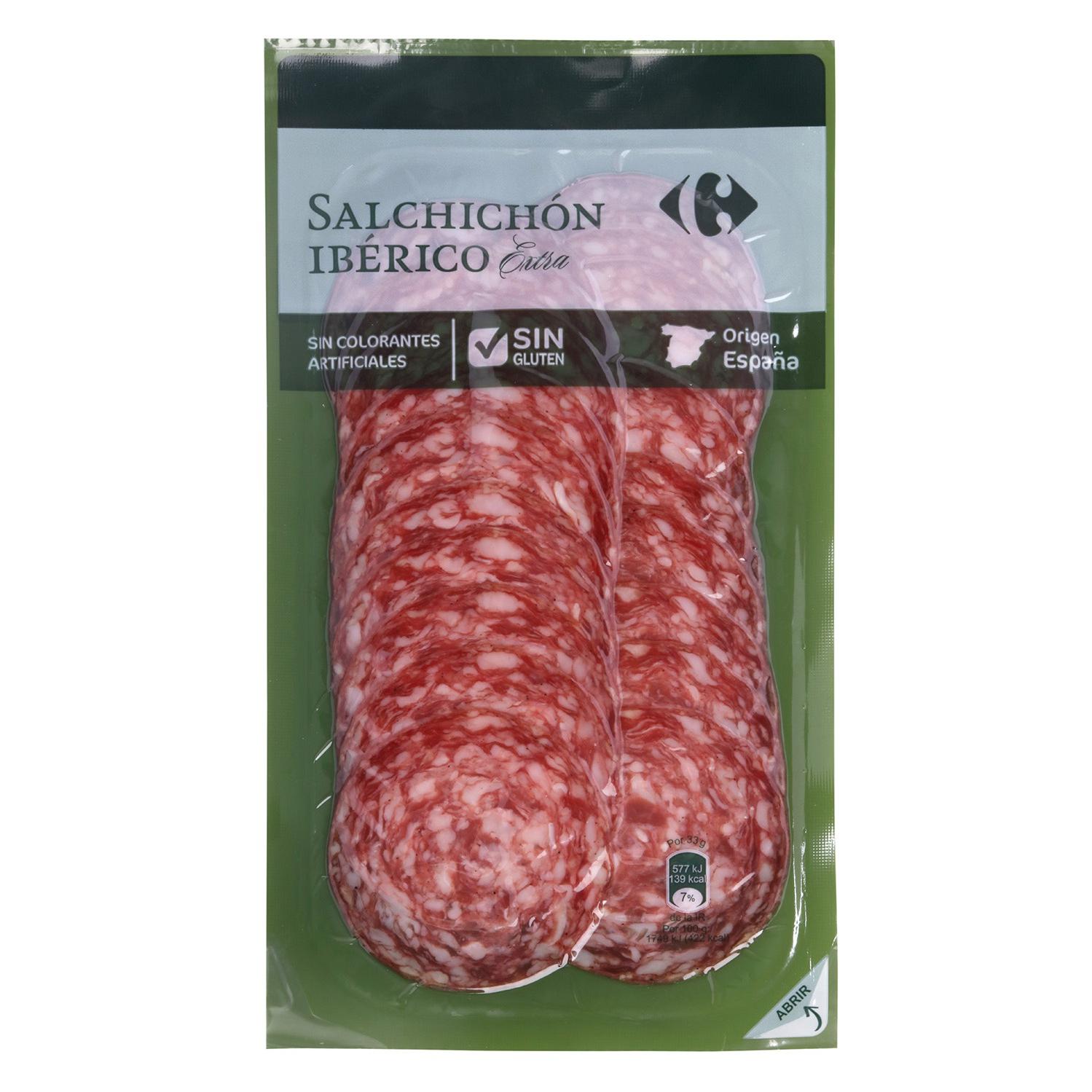 Salchichón Ibérico Extra en lonchas Carrefour sin gluten 100 g