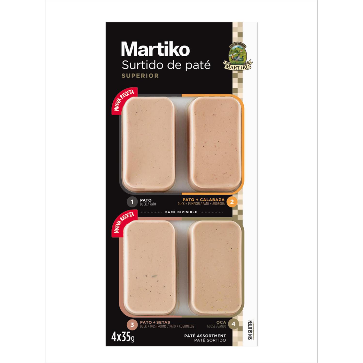 Surtido de patés Martiko sin gluten pack de 4 unidades de 35 g