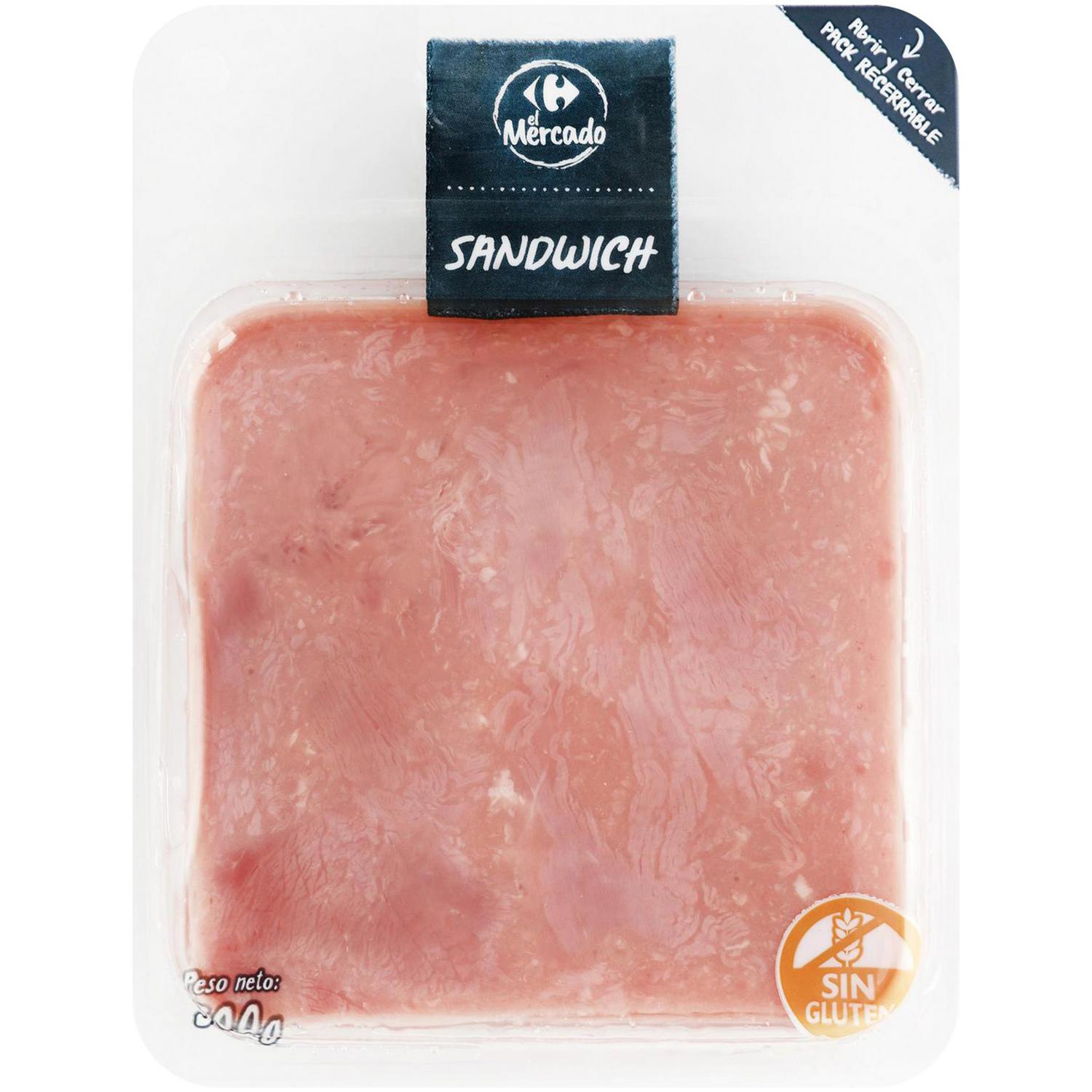 Fiambre de York Sándwich en lonchas Carrefour El Mercado sin gluten 300 g