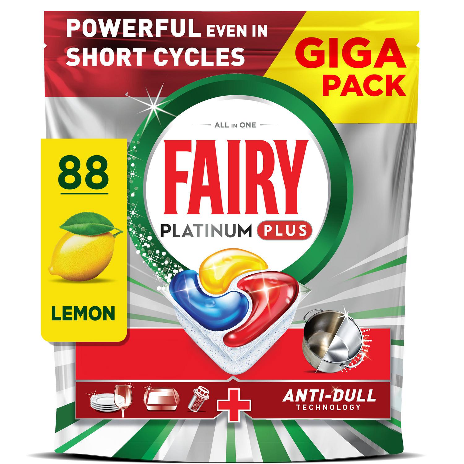 Lavavajillas a maquina limón Fairy Platinum Plus 88 ud.