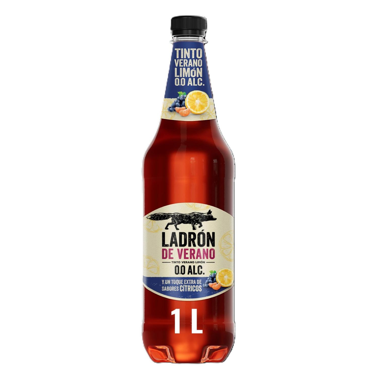 Tinto de verano Ladrón de Verano con limón sin alcohol y un toque extra de sabores cítricos botella 1 l.